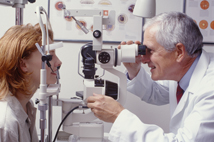 Optometrist with patient